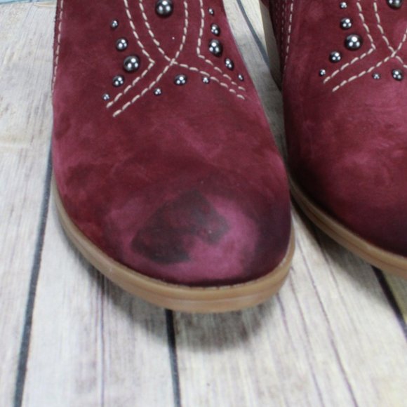 Earth Mendon Red Leather Slip On Heeled Mules Clogs Size 8.5 B - Picture 10 of 10
